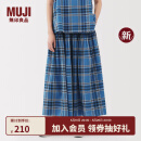 无印良品（MUJI）女式 马德拉斯格纹 宽摆裙长半身裙女装裙子25年夏季新品BE1XKA5S 蓝色格纹 M (160/66A)
