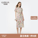 歌莉娅旗袍连衣裙春季新品19MM弹力真丝中式国风收腰印花礼服1E3L4K1Y0 2DD粉彩繁花印花 M
