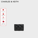 CHARLES&KEITH柔软菱格多卡位短款钱包女生日礼物母亲节礼物CK6-50770524-2 Black黑色 XXS