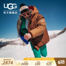 UGG冬季新款男女同款舒适保暖连帽休闲二合一双面穿棉服 1158696 PSG | 山核桃色/苔绿色 XXS /XS