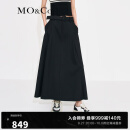 MO&Co.2023春季新品中高腰长款压褶A字半身裙(附腰带)MBC1SKTT05 黑色 M/165