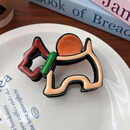 赞婴美2025新款中号高级感抓夹女简约设计感波浪鲨鱼夹后脑勺盘发卡夹 黄咖色小狗抓夹一个 1个