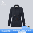哈吉斯（HAZZYS）女装 春秋款女士素色宽松通勤短款风衣女ASWSH0BAH11 藏青色NV L (165/88A 40)