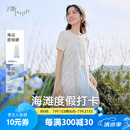 片断套装女2025夏季新款圆领镂空罩衫格子吊带裙一整套ootd穿搭 白蓝 M