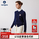 Navigare意大利小帆船女士毛衣秋冬季新款纯绵羊毛长袖开衫通勤保暖外套男 海军蓝 L