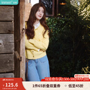 茵曼（INMAN）章若楠同款复古老钱风女装开衫毛衣2025春夏季新品通勤感针织衫 浅黄色 L