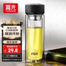 富光 男女士双层玻璃杯 水杯 支持团购定制 304杯子泡茶杯400ML黑