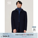 鄂尔多斯1980抗静电 秋冬纯羊绒翻领长袖男大衣保暖外套 1980蓝 2XL 185/104A