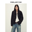 付智恩 摩尔庄园 鼎奢软黄金水波纹温暖小湖羊皮毛一体皮草外套女 乌梅紫 S