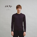 1436超精纺100+系列丝绒精纺圆领搬针休闲男士套衫42009 暗绛红 175/92A/L