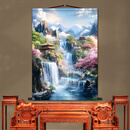 仙家堂口山水画仙堂背景挂画东北堂屋风水画小桥流水供奉无活物画 仙家山水A 宽100厘米高135厘米