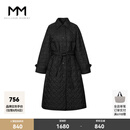 麦檬【反季特惠】MM冬高级时尚收腰黑色长款翻领棉服女5EA280931 黑色 S