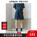 UR2025夏季新款女装休闲复古水洗压褶牛仔短裤UYU850039 蓝色 27