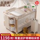 优乐博（ULOP）星梦折叠婴儿床多功能床可移动拼接宝宝床新生儿哄睡神器摇摇床 豪华顶配 一键折叠婴儿床-星河金 婴儿床摇篮带蚊帐尿布台-送棕垫