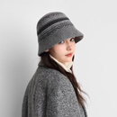 卡蒙（Kenmont）一体编织纯羊毛提花小盆帽女可折叠小香风渔夫帽显脸小km-9490