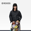 ERDOS 25秋冬灯芯绒领菱形格保暖休闲女棉服外套 军绿 M 165/84A