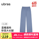 ubras【特卖】螺纹肌理阔腿百搭裤高腰直筒阔腿裤长裤女 丹宁蓝色 M