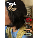 Tagi.金属鼓鼓小花发夹夏季醋酸鸭嘴夹无痕刘海夹发卡不夹发生日礼物