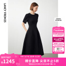 朗姿【Basic衣橱】小香风法式赫本风波点裙子女夏新款连衣裙 黑色 M