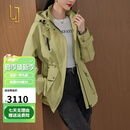 OLJ高档品牌短款风衣外套女2025年春秋新款气质收腰休闲百搭连帽大衣 青柠绿 （帽子可拆卸） M