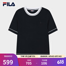 FILA 斐乐官方女子编织衫2025夏季新款时尚休闲简约基础短袖上衣 传奇蓝-NV XL 175/92A/XL