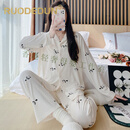 洛德顿 RUODEDUN月子服孕妇产后哺乳睡衣夏季薄款带胸垫喂奶专用家居服透气 小熊猫【带胸垫】 莫代尔 M(90-120斤)