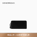 EMPORIO ARMANI/阿玛尼官方旗舰【礼物】新款男女情侣款牛皮革长款手拿钱包秋季 80001-黑色