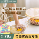 树可带盖和面盆大号厨房专用食品级高硼硅玻璃揉活面碗烘焙打蛋发奶油