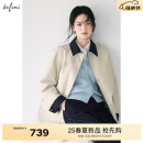 伊芙丽（eifini）伊芙丽简约撞色日系卡其设计感小个子短款风衣女外套2025春季新款 灰白 S 80-110斤