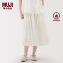 无印良品（MUJI）女式 强捻 抽褶裙 长半身裙女裙子女装25年夏季BE1VEC5S 米白色 S （155/62A）