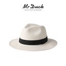Mr DUCK厄瓜多正宗巴拿马礼帽英伦绅士爵士帽子男女通用款宽檐帽遮阳帽 象牙米白（8cm边） L（59-61cm）