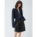 ELLE藏青色假两件卫衣女2026春季新款洋气宽松拼接设计感上衣外套 藏青 M