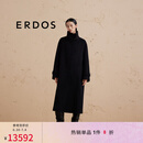 ERDOS 宽松落肩袖立领大翻领外套女毛呢大衣 黑 S 160/80A