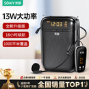 索爱（soaiy）S588FM无线小蜜蜂扩音器教师专用智能防啸叫13W大功率麦克风喇叭户外便携收音机U盘蓝牙音箱  黑