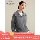 珍贝秋冬新款纯羊绒开衫翻领拉链保暖加厚宽松针织外套女31132 聚能灰 L （105/L）