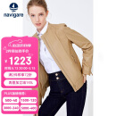 Navigare 意大利小帆船女士真皮皮衣秋冬款小立领羊皮机车服X2236700091 浅卡其 L 