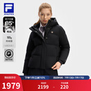 FILA 斐乐官方女士羽绒服冬季新品健身户外运动基础保暖连帽外套 深黑-BK M 165/84A