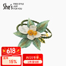She's茜子梵高玫瑰叠花刺绣发绳橡皮筋头绳发圈生日礼物送女友