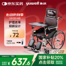 鱼跃(yuwell)护理型轮椅车H059B老人半躺型带坐便器椅餐板钢管可折叠