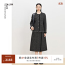 AUM【轻松套装】AUM噢姆冬季新款羊毛小香风外套马甲半身裙女 小香风外套 S