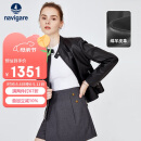 Navigare意大利小帆船女士短装单皮衣立领机车风修身外套2336703509 M 