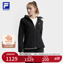 FILA 斐乐官方女装梭织外套2025春新款健身运动基础加绒连帽上衣 深黑-BK L (170) 88A