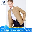 Navigare 意大利小帆船女士真皮皮衣秋冬款小立领羊皮机车服X2236700091 浅卡其 L 