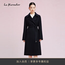 拉珂蒂（La Koradior）修身通勤优雅时尚新款过膝宽松毛呢外套呢大衣 灰蓝 L