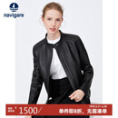 Navigare 意大利小帆船女士真皮皮衣秋冬款小立领羊皮机车服X2236700091 黑色 S 
