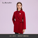 拉珂蒂（La Koradior）修身通勤时尚商场同款大衣山羊绒羊毛呢外套 浅红色 XL