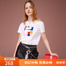 FILA 斐乐女装官方女士短袖T恤夏季休闲运动内搭t恤运动上衣 标准白-F11W118151F M （165/84A/M）