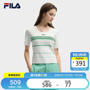 FILA 斐乐官方杨幂同款女士编织衫2025夏季时尚休闲修身条纹毛织上衣
