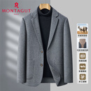 梦特娇（MONTAGUT）秋冬新款男双面羊绒西装高端毛呢子大衣外套男羊毛商务西服 灰色 XL 180-
