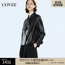 COVERINS2024秋季绵羊皮复古夹克皮衣外套 黑色 M